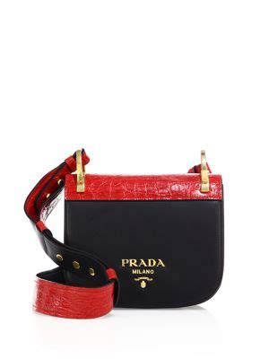 prada pionnière leather & crocodile saddle bag|Prada Pionniere .